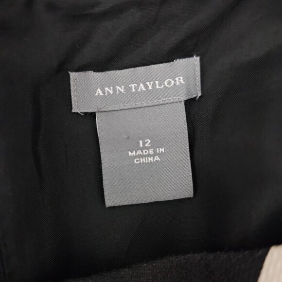 Ann Taylor Retro Cotton Silk Geometric Black And White Cocktail Midi Dress - Picture 2 of 8